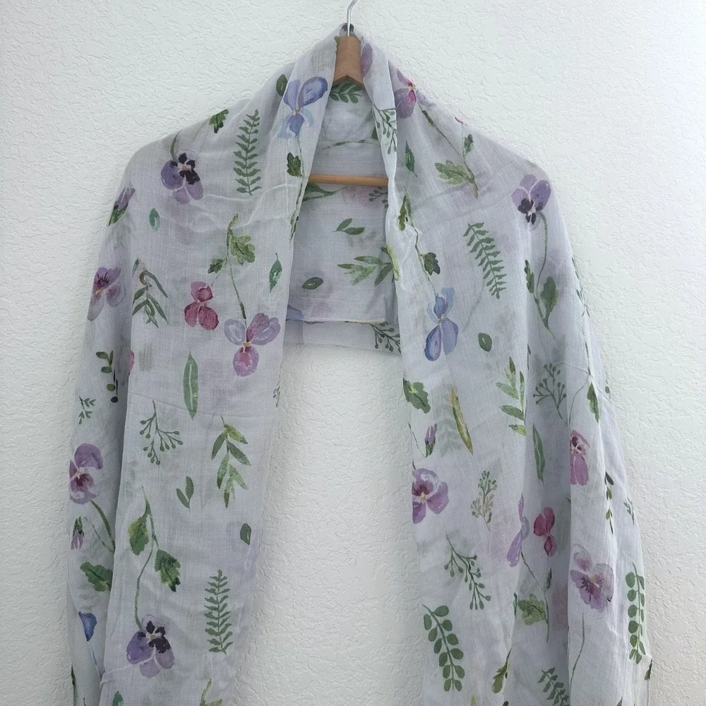 Uncommon Goods Violet Floral Scarf February Forrest Fairy Delicate Feminine Airy